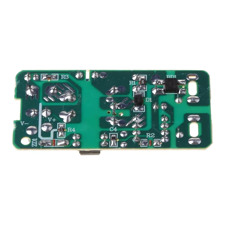 Vista traseira da placa fonte 12V 1A com conexões visíveis