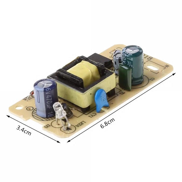 Placa fonte 12V 1A com dimensões 3,4 x 6,8 cm