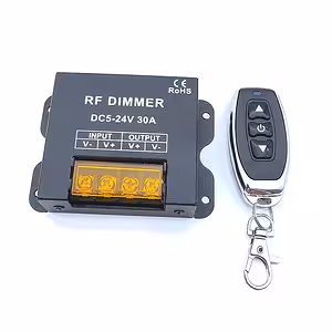 Dimmer para Fita LED 5V 12V 24V 30A com Controle Remoto RF – Controlador DC para Fitas LED Monocromáticas