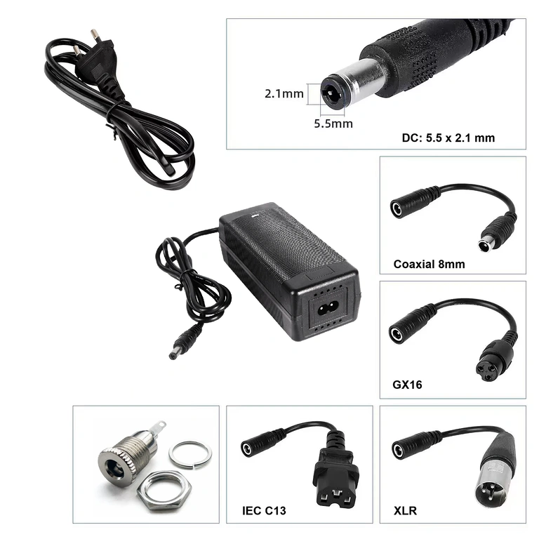Carregador com conector IEC C13 Carregador 60V–67,2V 2A com conector IEC C13 para scooters CityCoco, Harley e triciclos