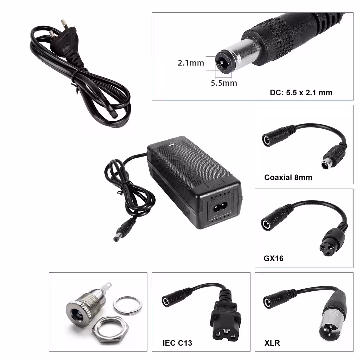 Carregador 60V–67,2V 2A com conector IEC C13 para scooters CityCoco, Harley e triciclos