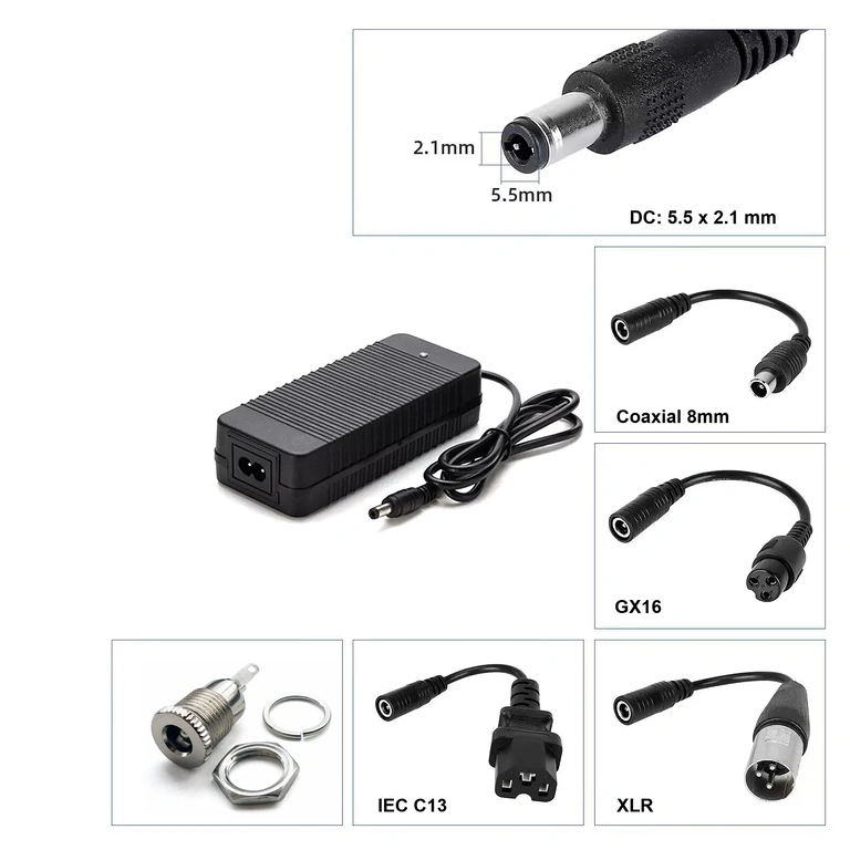 Conector DC 5,5×2,1 mm para carregador 24V Li-Ion – adequado para patinetes e bicicletas