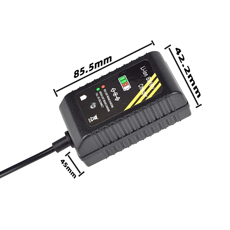 Dimensões compactas do carregador Li-Ion 16,8V 2A – cabo de 90 cm, adequado para baterias 14,4V e ferramentas portáteis
