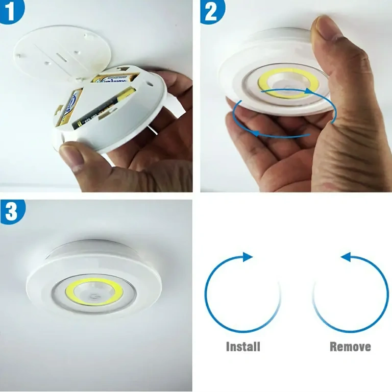 Spots LED com fita adesiva inclusa para fixação em parede ou móveis