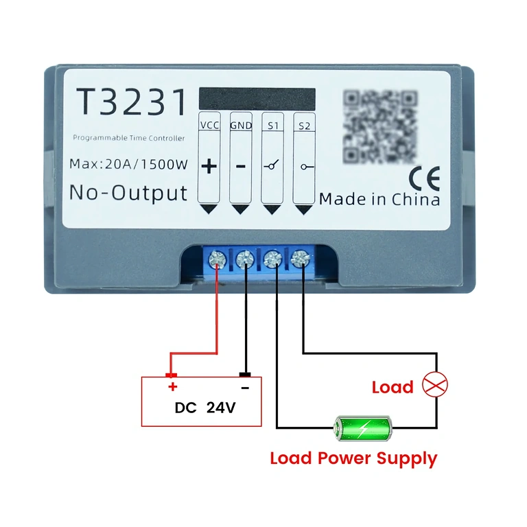 Placa eletrônica do relé cíclico com bornes de conexão e display LED