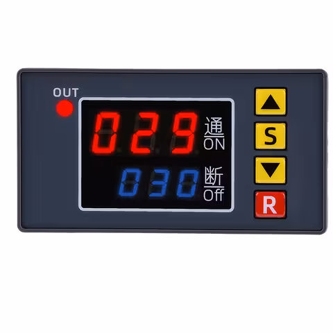 Relé Temporizador 24V DC Cíclico – Temporizador Programável com Função de Atraso e Loop Repetitivo