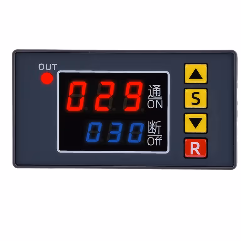 Relé Temporizador 24V DC Cíclico – Temporizador Programável com Função de Atraso e Loop Repetitivo