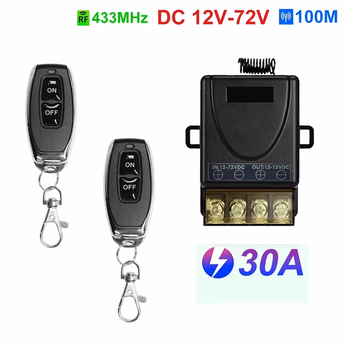 Relé RF com 2 comandos para operação simultânea de dois canais e controlo à distância