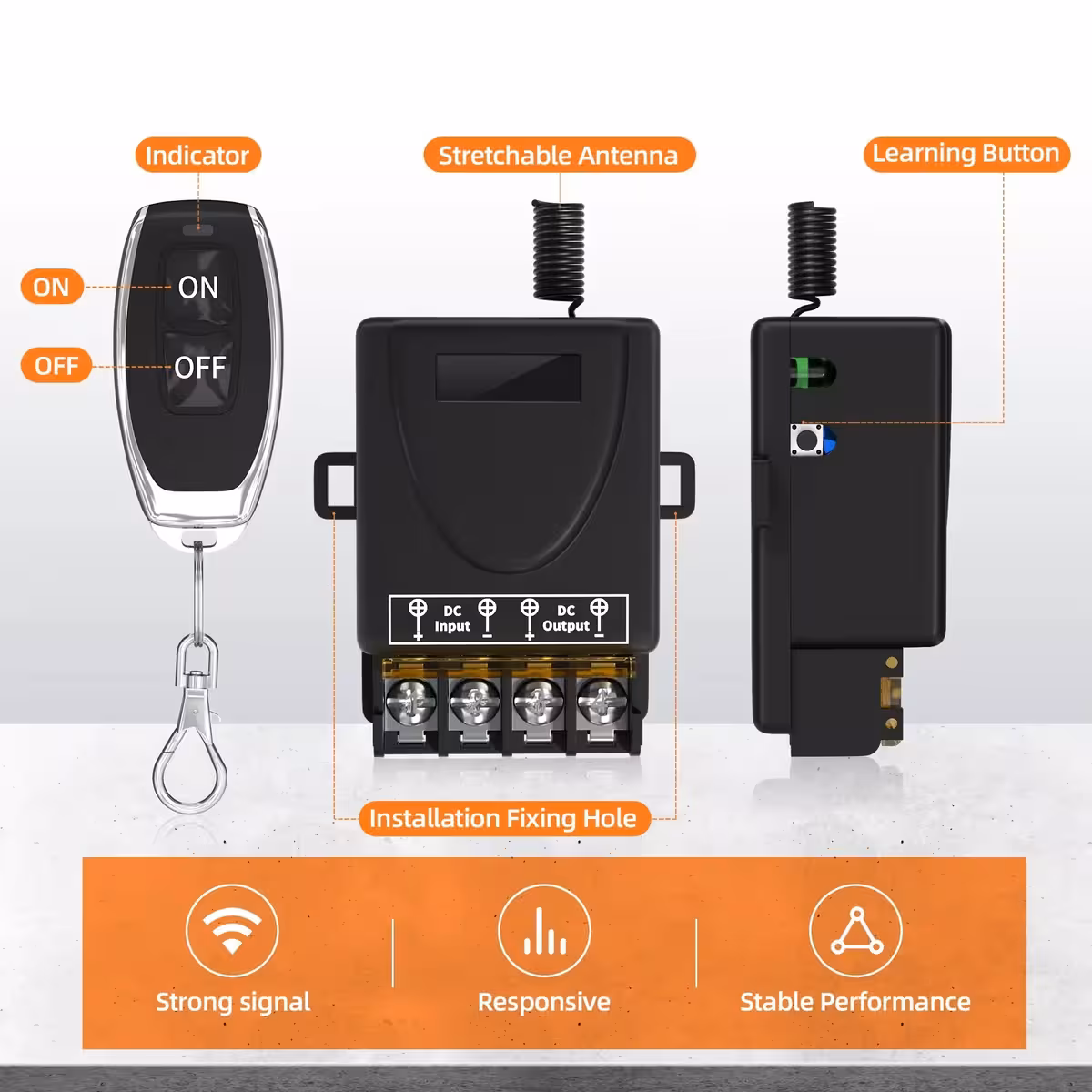 Relé 30A para controlo de dispositivos de alta potência com comando RF