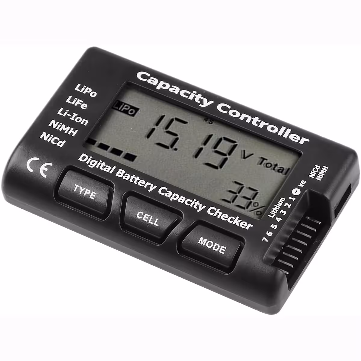 Tester digital para baterias 18650 Li-Ion e LiPo, medição precisa de tensão e capacidade