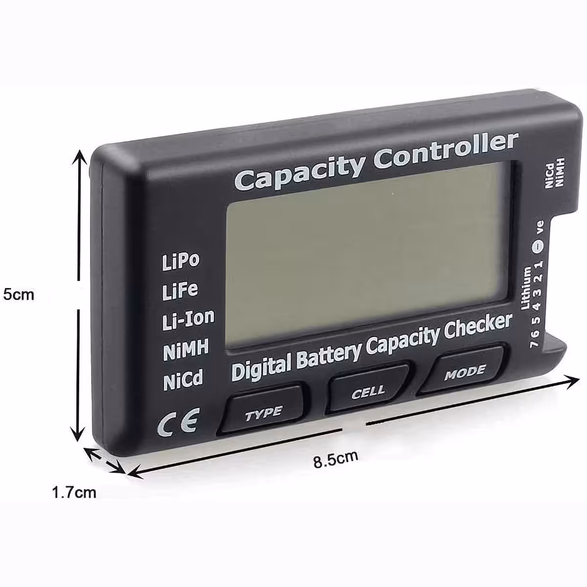 Tester digital Li-Ion 18650 e LiPo 2–7S, preciso e rápido
