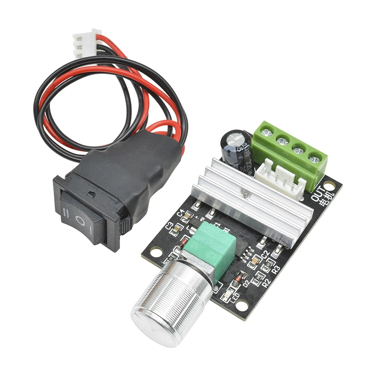 Controlador de motor DC 6–24V 3A PWM – vista frontal