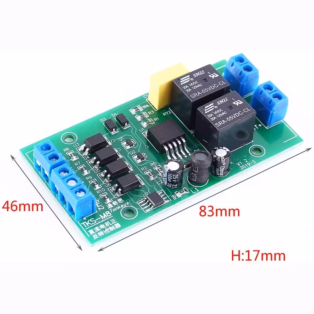 Controlador de velocidade e sentido para motor DC, 12V/24V