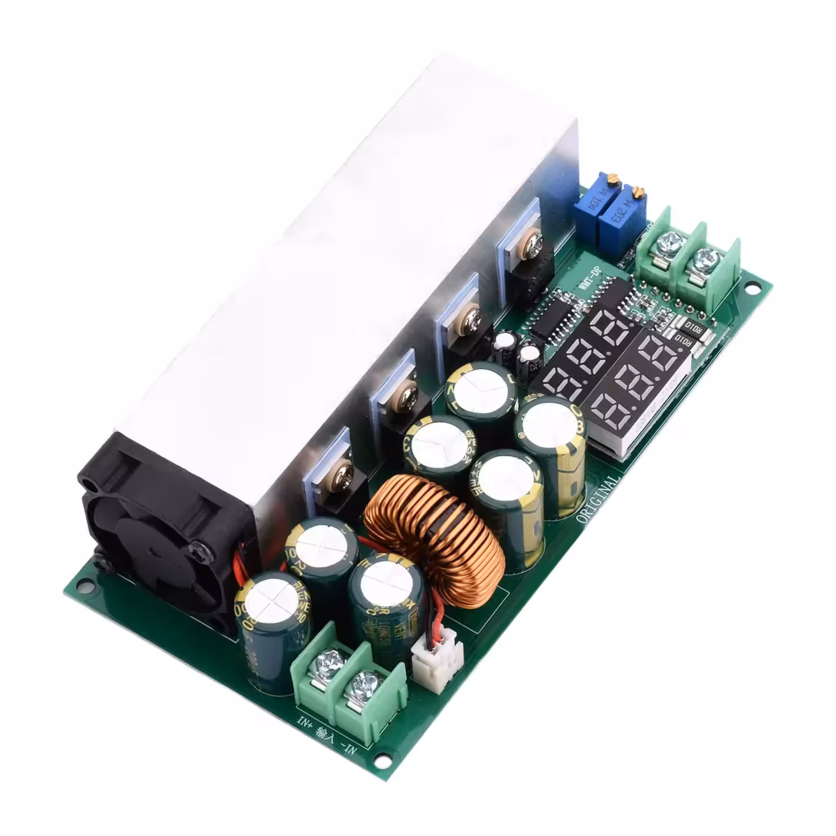 Vista inferior do módulo Buck DC12–80V 20A
