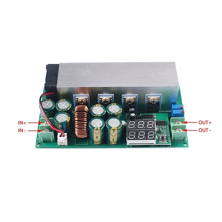 Módulo Buck DC12–80V 20A – vista geral Vista geral do módulo Buck DC12–80V 20A