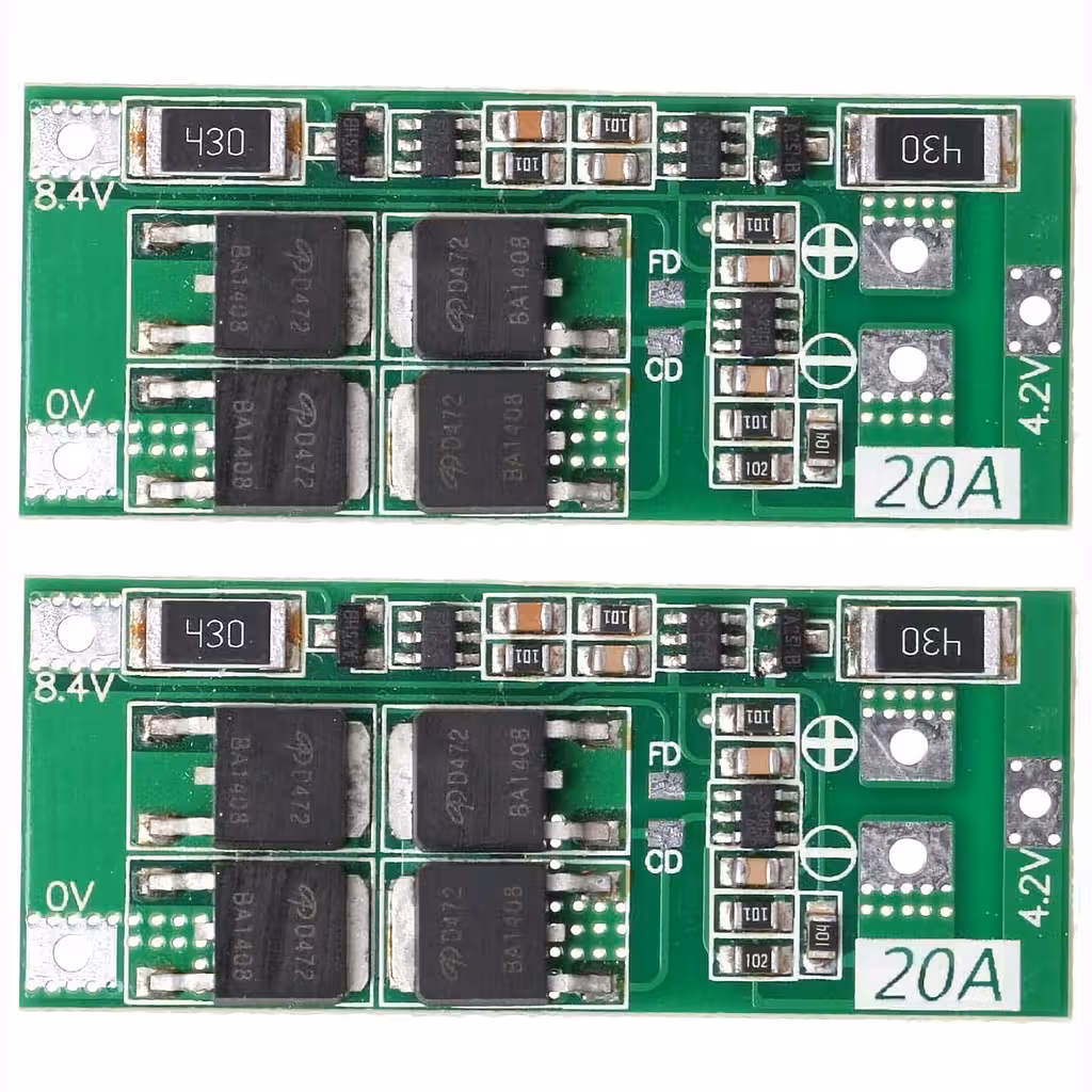 Conjunto 2 peças – Módulo BMS 2S 20A 7,4V com Balanceamento – Diagrama Incluso