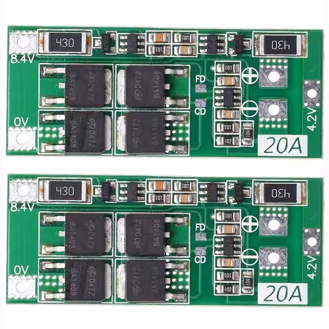Conjunto 2 peças – Módulo BMS 2S 20A 7,4V com Balanceamento – Diagrama Incluso