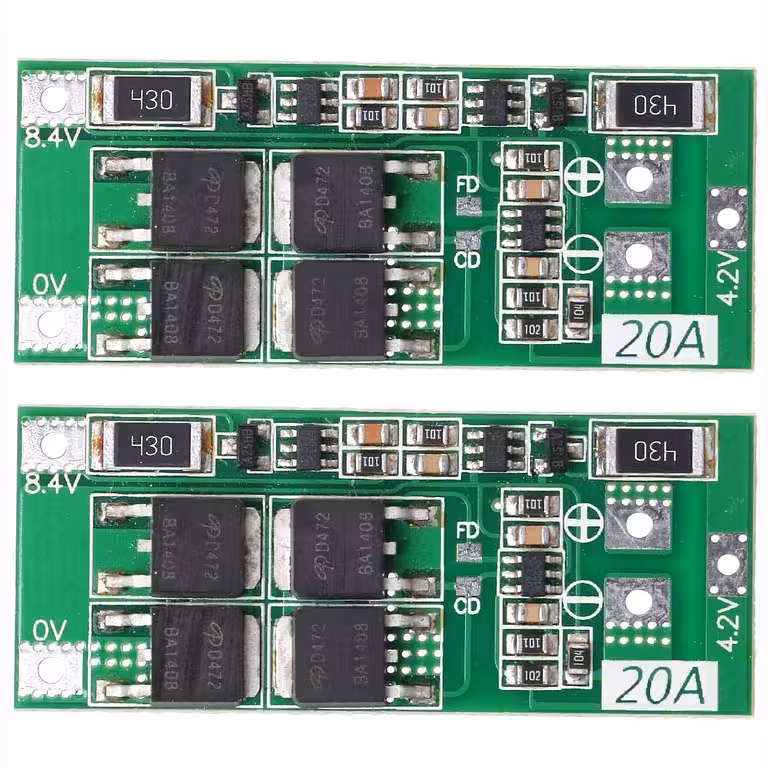Conjunto 2 peças – Módulo BMS 2S 20A 7,4V com Balanceamento – Diagrama Incluso