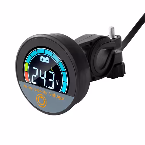Indicador de Estado e Nível de Bateria – Voltímetro DC 12V–72V Li-ion e LiFePO4 com Display para Bicicleta, Scooter e Patinete Elétrico