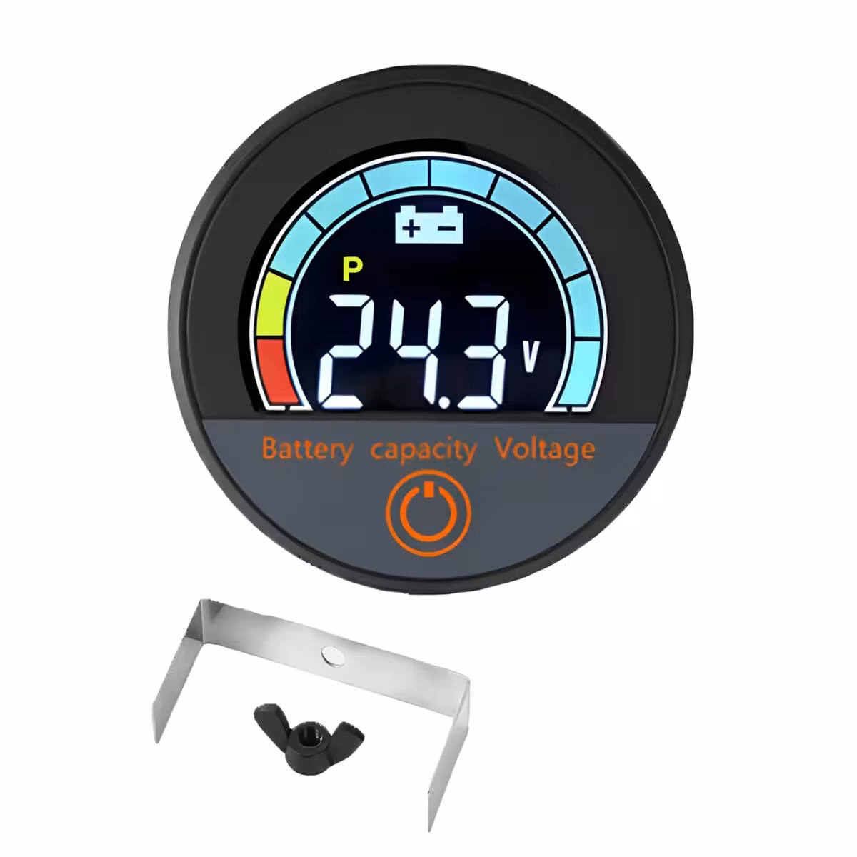 Módulo circular do indicador digital, visor de porcentagem de bateria e voltímetro, compatível com Li-ion e LiFePO4 12V–72V para bicicleta, trotinete e scooter elétrica