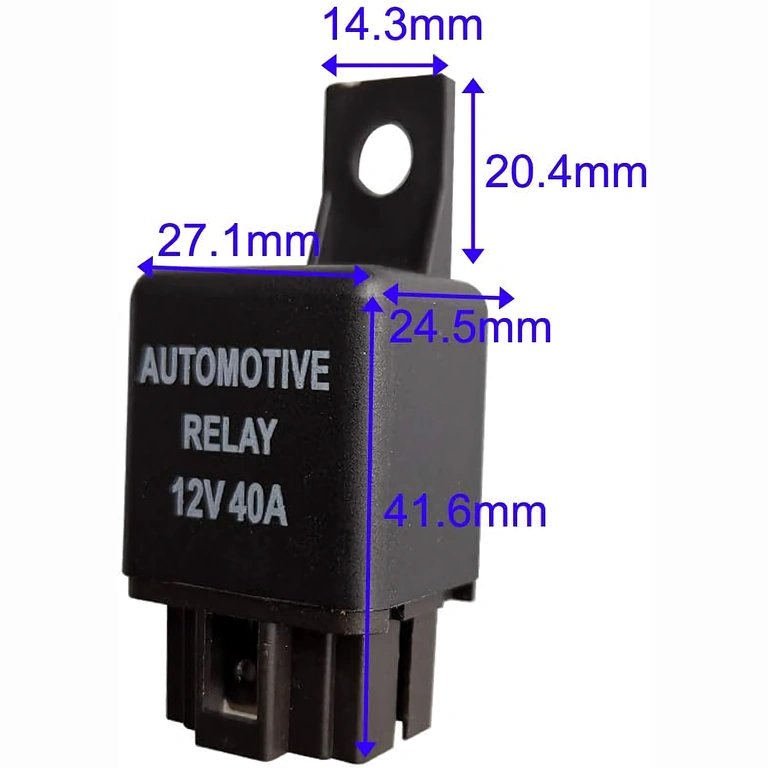 Dimensões do relé 12V 40A Dimensões e cotas do relé automotivo 12V 4 pinos 40A