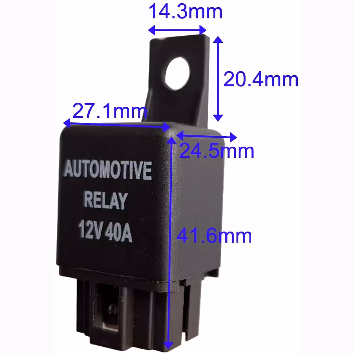 Dimensões e cotas do relé automotivo 12V 4 pinos 40A