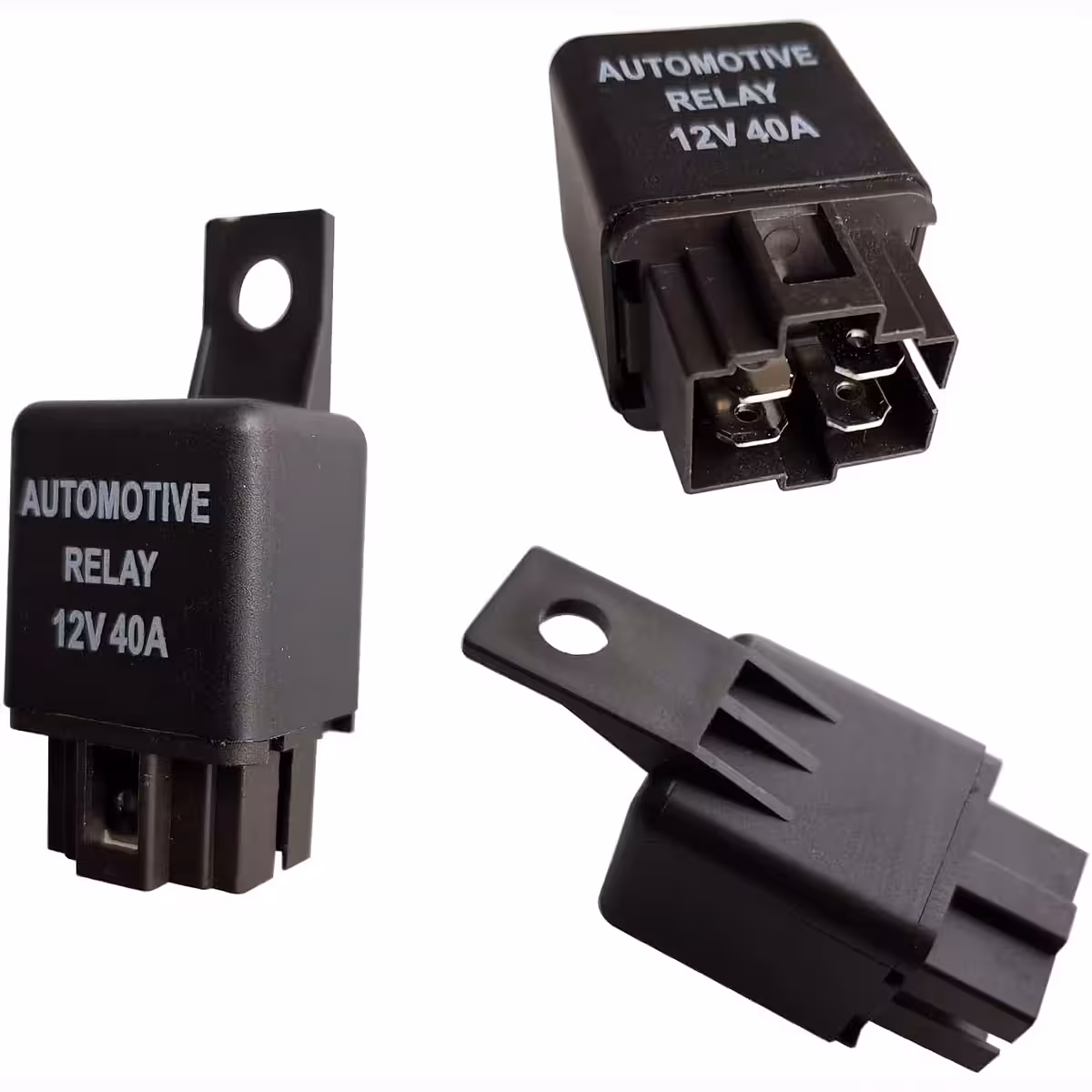 Detalhe dos pinos do relé 12V 4 pinos 40A para conexão segura