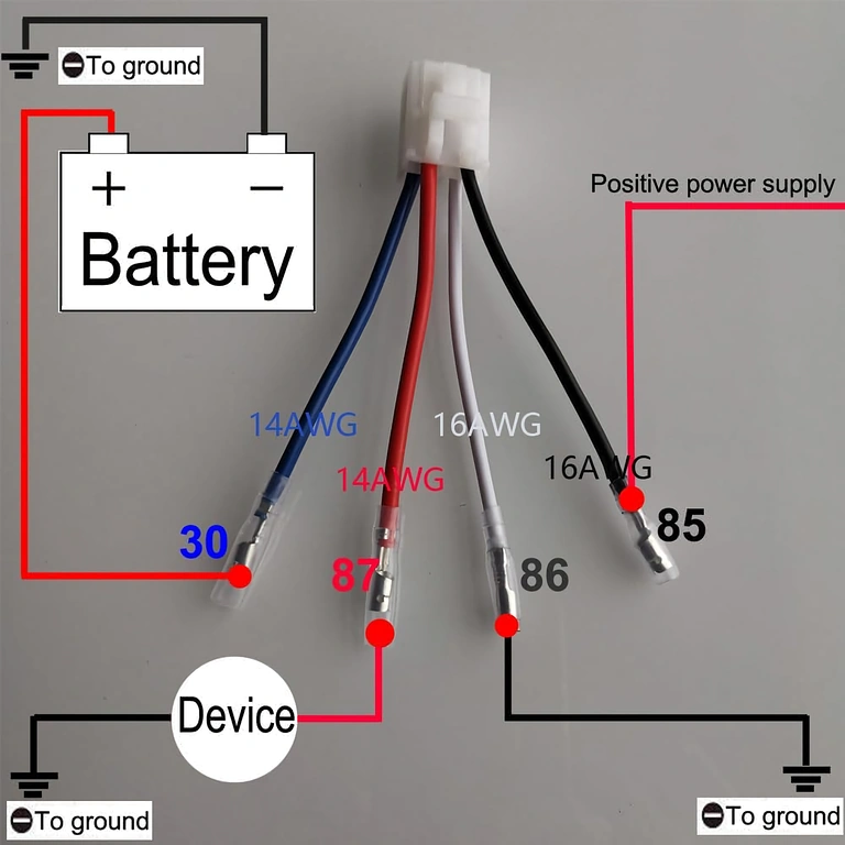 Esquema de cablagem 12V 4 pinos Esquema de cablagem para relé automotivo 12V 4 pinos 40A