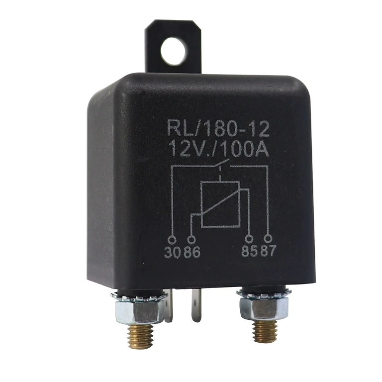 Relé automóvel 12V 100A – vista superior Relé automotivo 12V 100A – vista superior com marcação do modelo