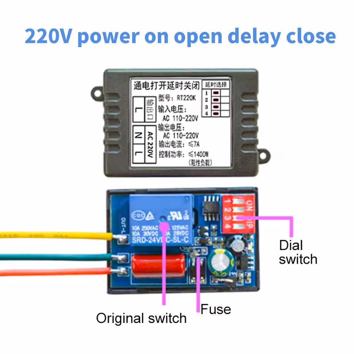Esquema de montagem do módulo relé temporizador mecânico/analógico – conexões e cablagens