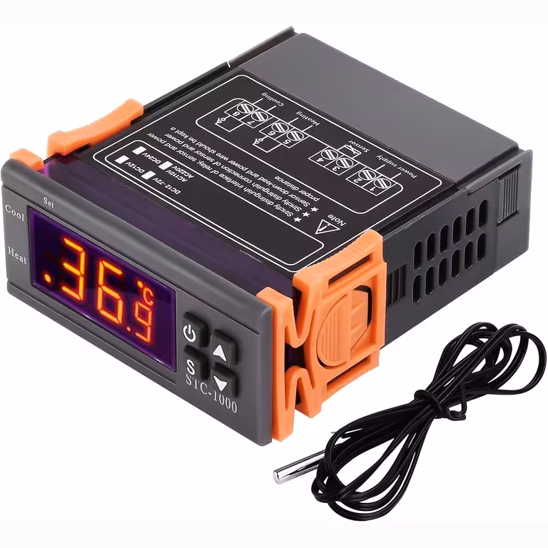 Controlador de Temperatura Digital 220V/230V – Termostato Eletrônico STC1000 com Sensor NTC e Relé Duplo