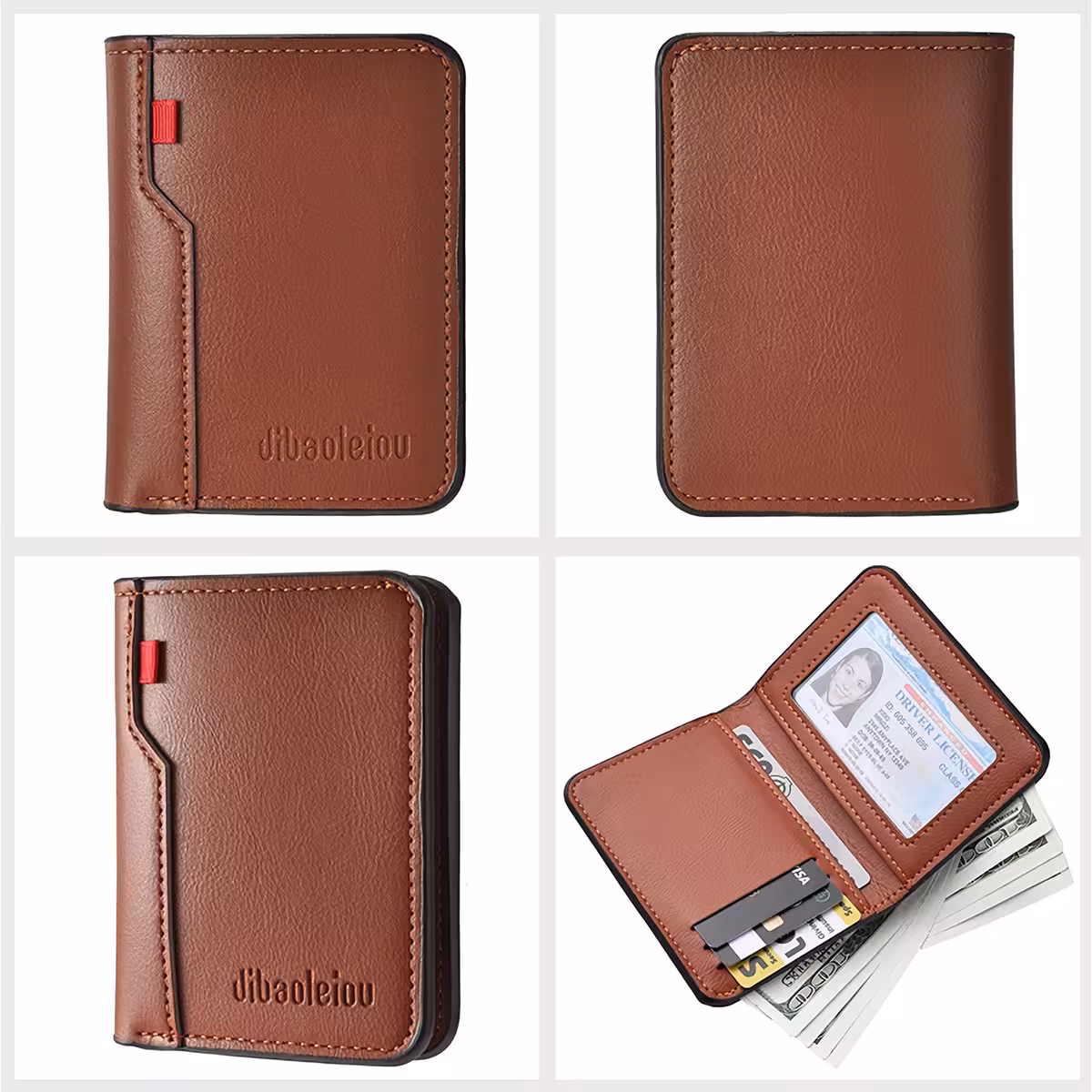 Carteira card holder de couro natural para uso diário