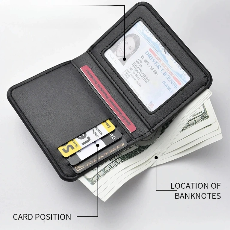 Carteira aberta com compartimentos Carteira card holder em couro natural com compartimentos para cartões