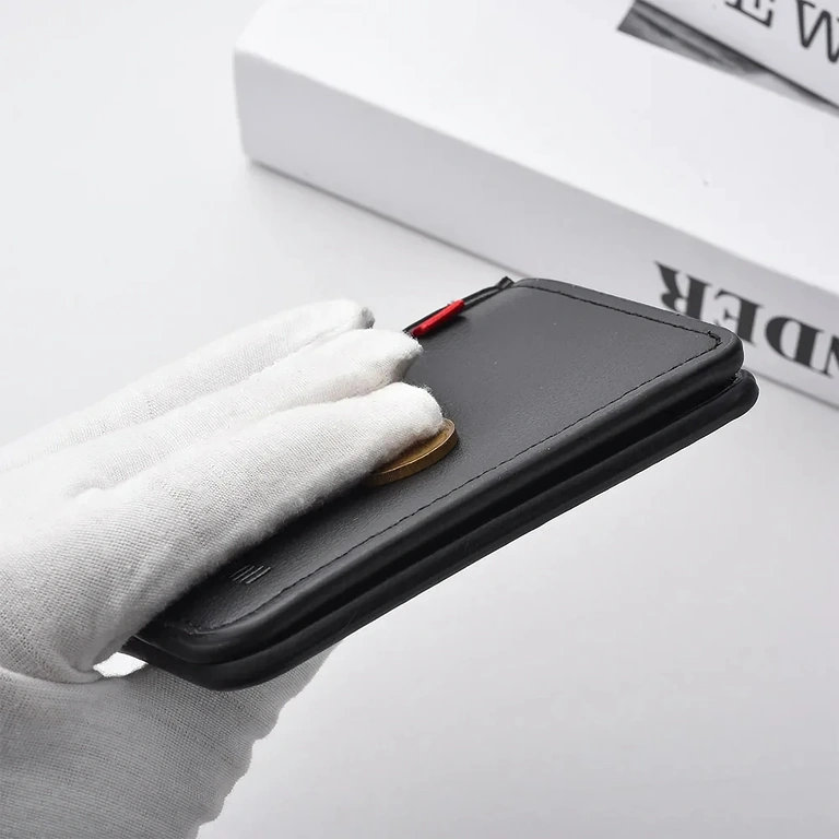 Porta-cartões slim em pele Card holder fino em couro natural para homens e mulheres