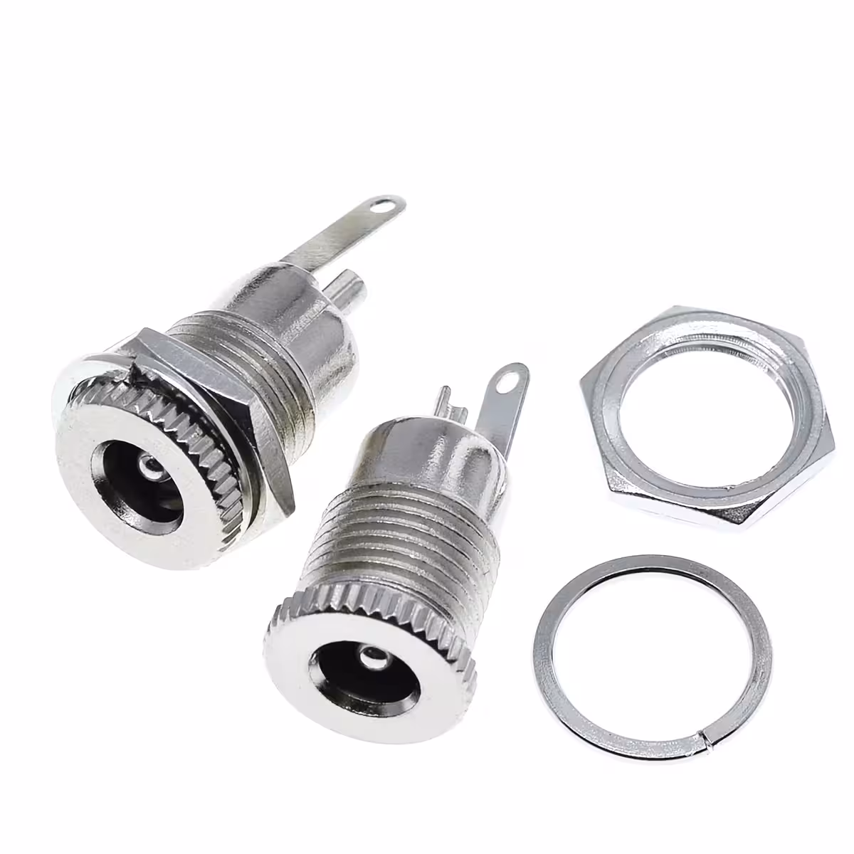 Detalhe do conector fêmea DC 12V 5,5x2,1mm
