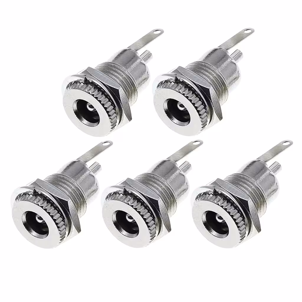Conjunto 5 peças – Conector de Alimentação DC 12V 5,5mm x 2,1mm – Fêmea