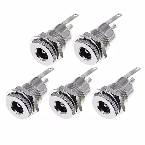Conjunto 5 peças – Conector de Alimentação DC 12V 5,5mm x 2,1mm – Fêmea