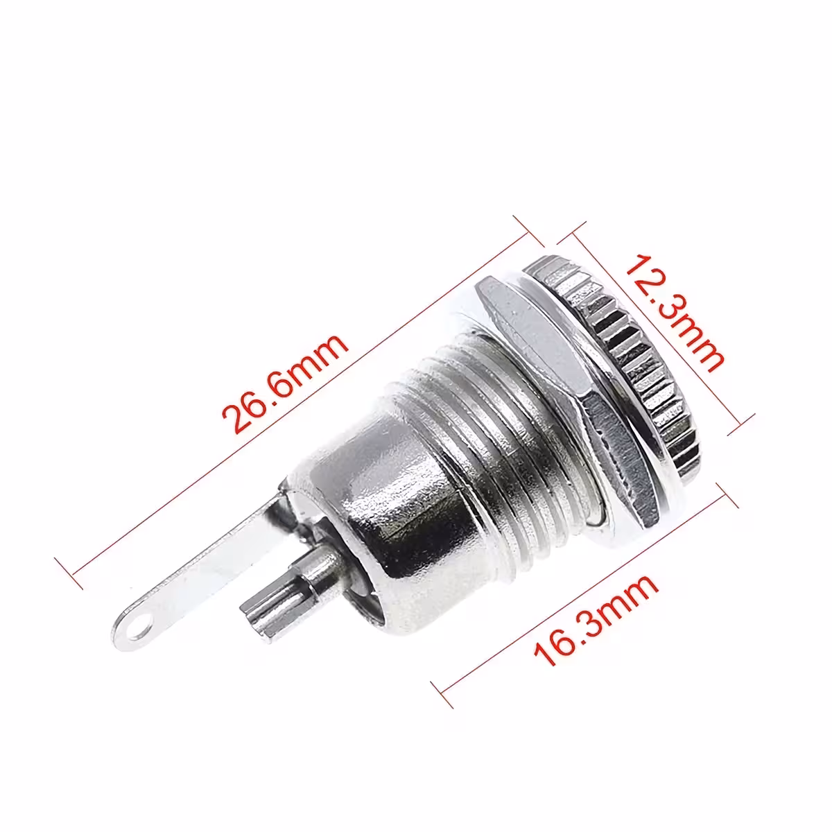 Conector DC 12V instalado em cabo
