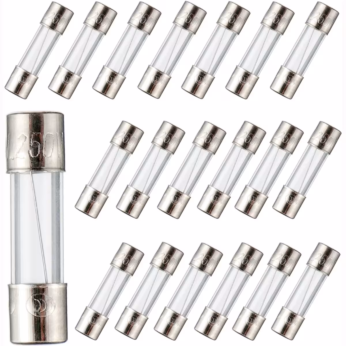 Fusível de vidro 10A 5x20mm – vista frontal