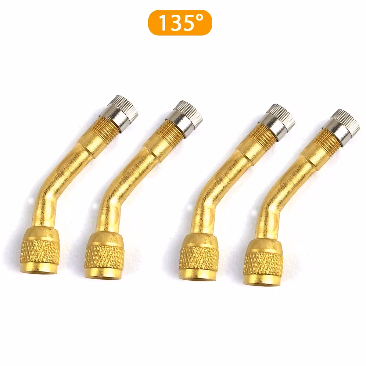 Conjunto de 4 extensões de válvula automotiva 135°, vista lateral