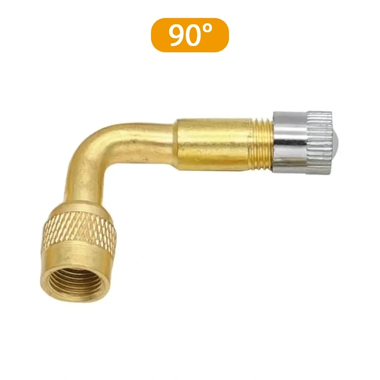 Conjunto de 4 peças – extensor de válvula auto 90° – detalhe da válvula Conjunto de 4 extensões de válvula automotiva 90°, detalhe da válvula