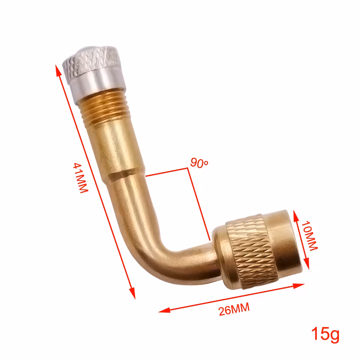 Dimensões exatas do conjunto de 4 extensões de válvula 90°