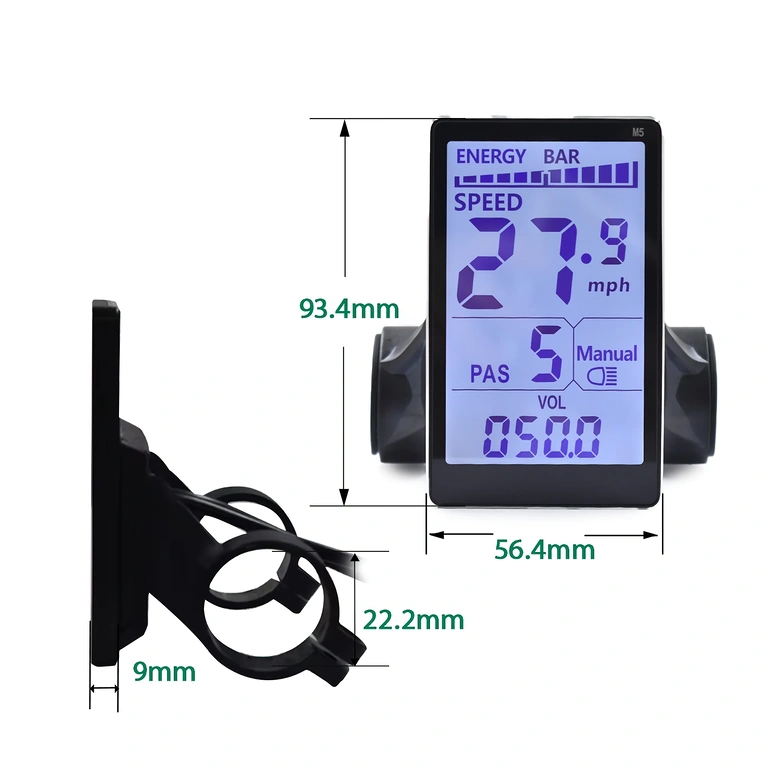 Dimensões do controlador M5 Dimensões compactas 110x55x30 mm do controlador M5 para bicicleta elétrica