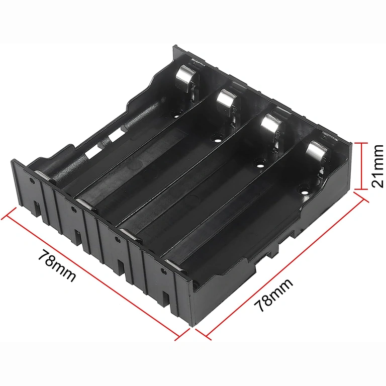 Suporte de bateria 18650 com 4 slots – design compacto