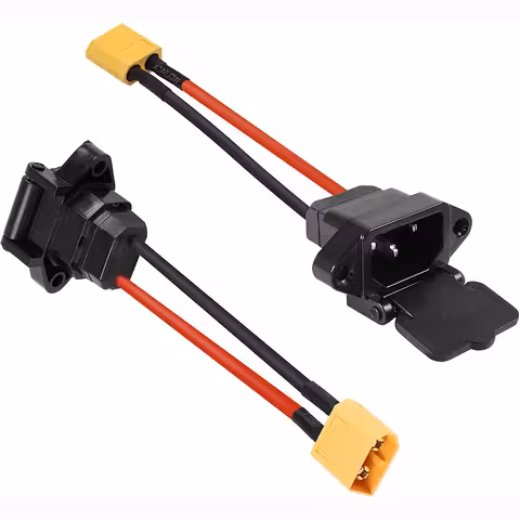 Cabo preto com ficha RDB IEC e conector XT60 flat macho